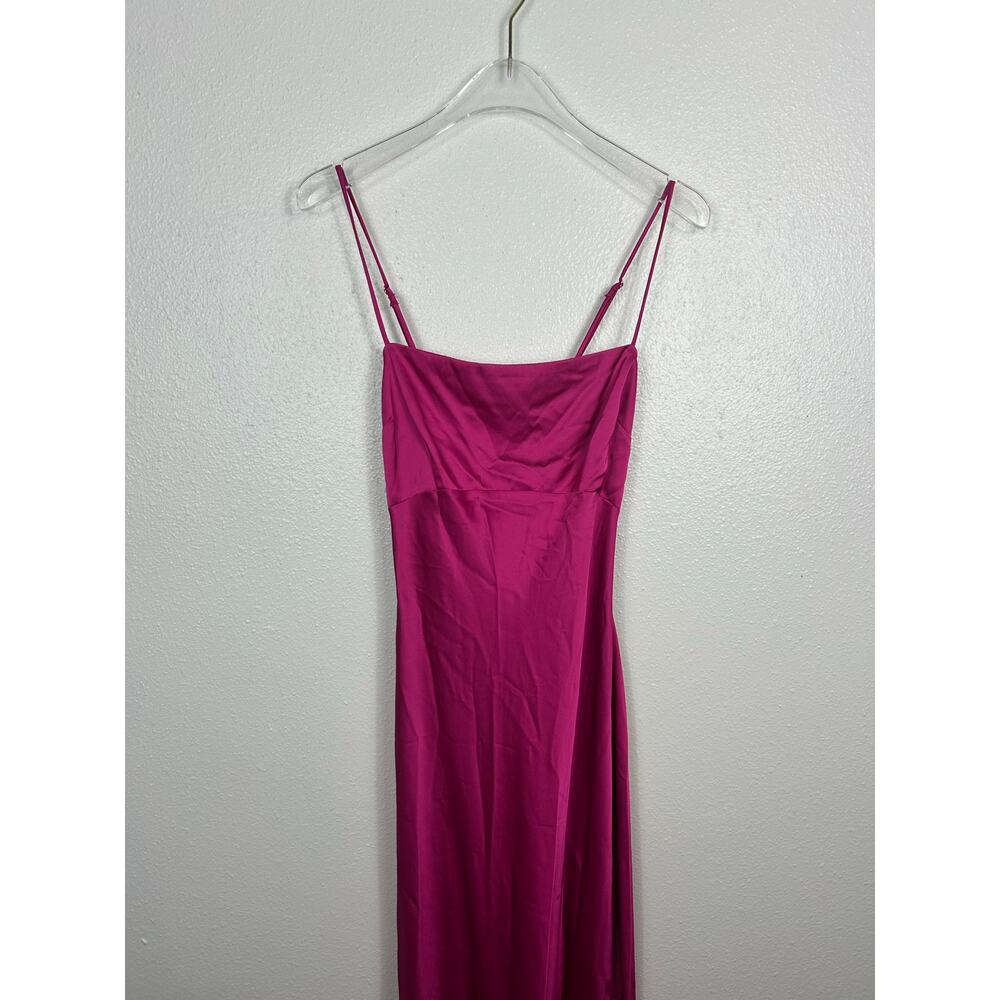 Abercrombie & Fitch Hot Pink Satin Midi Slip Dress - Picture 5 of 8
